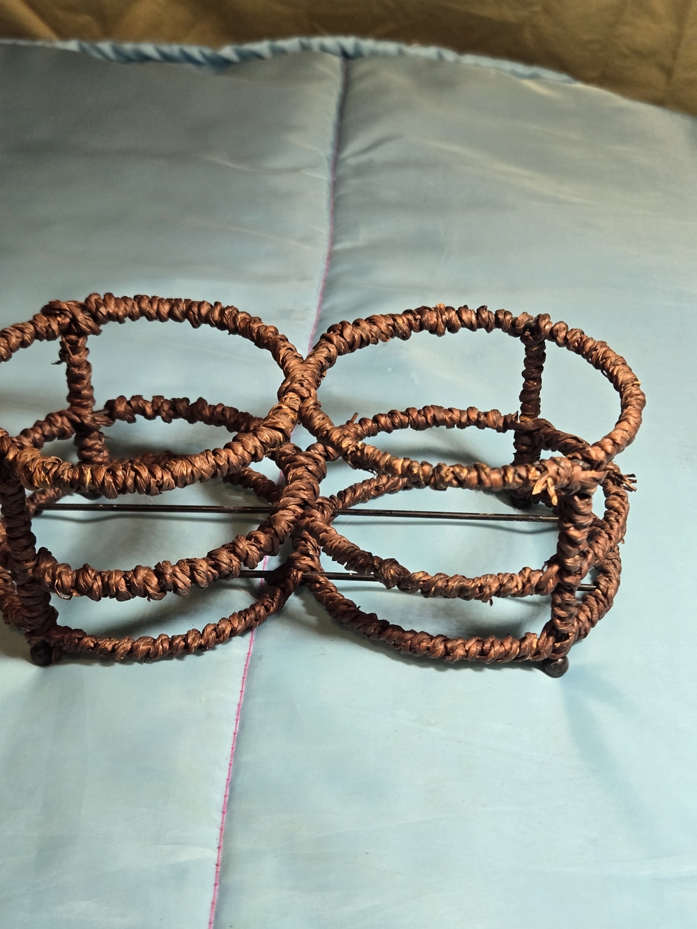Woven Unique Double Wicker Cup Coaster Holder Decor